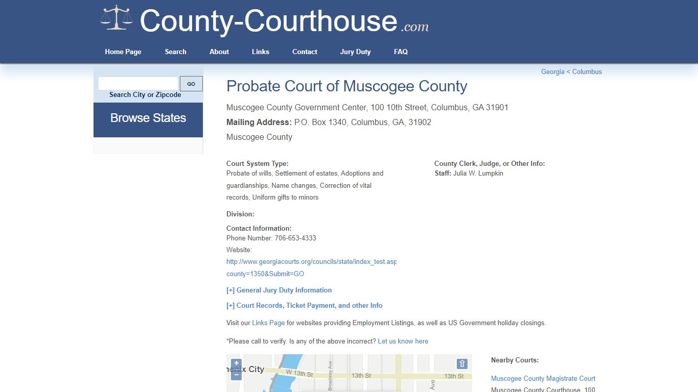 Probate Court of Muscogee County in Columbus, GA - Court Information