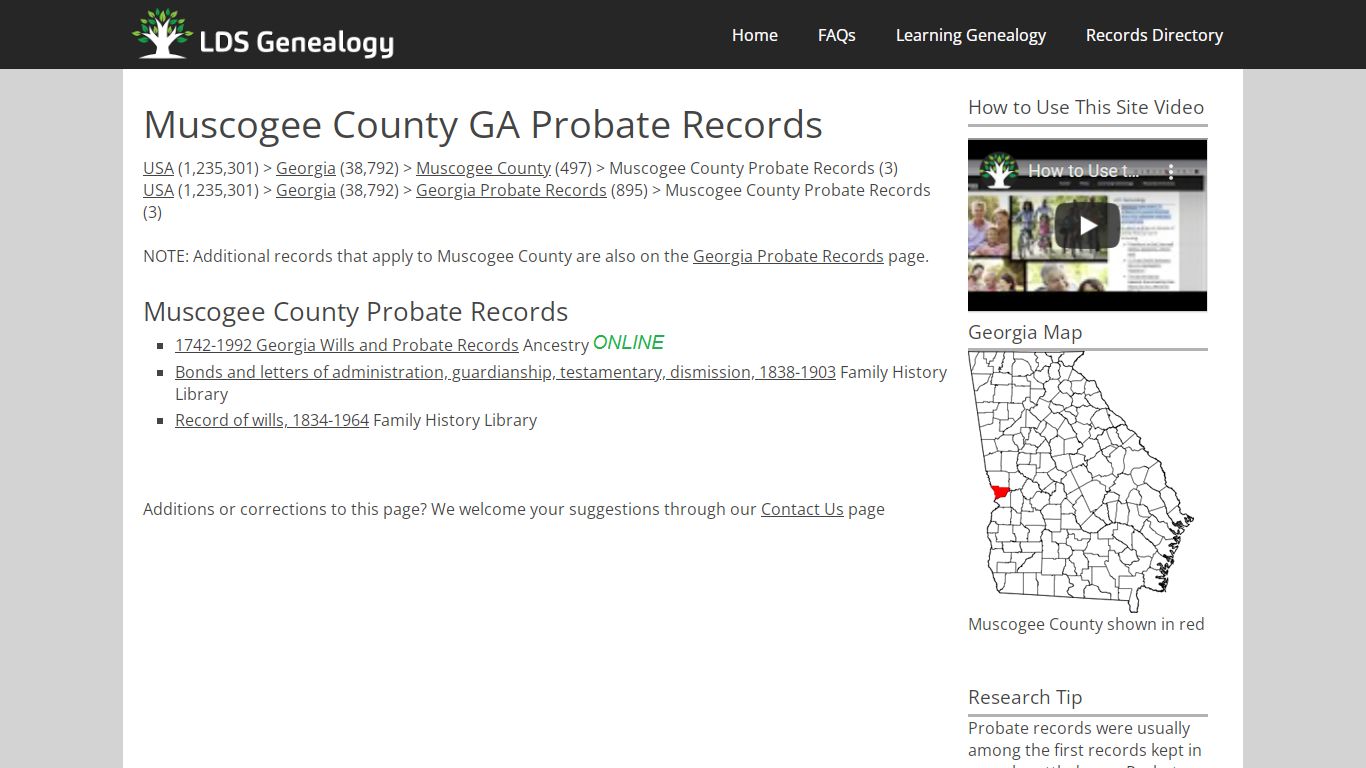 Muscogee County GA Probate Records - ldsgenealogy.com